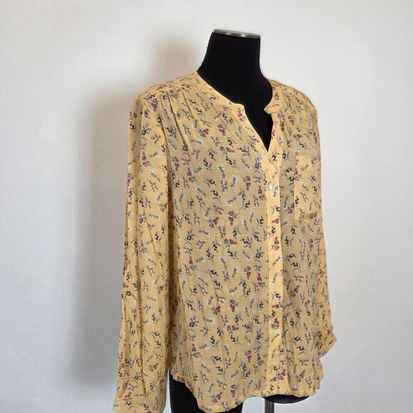 Zac & Rachel Tops - Zac & Rachel Butter Yellow Floral Blouse Top Peasant Cottagecore  Modest Large